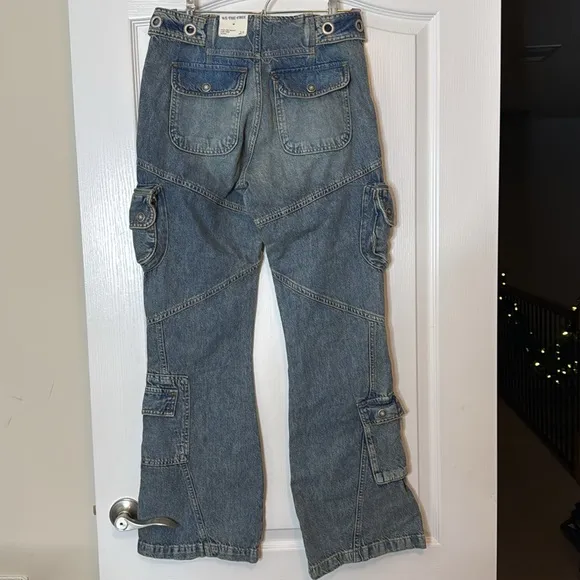 Free People Call Me Crazy Cargo Jeans Size 27