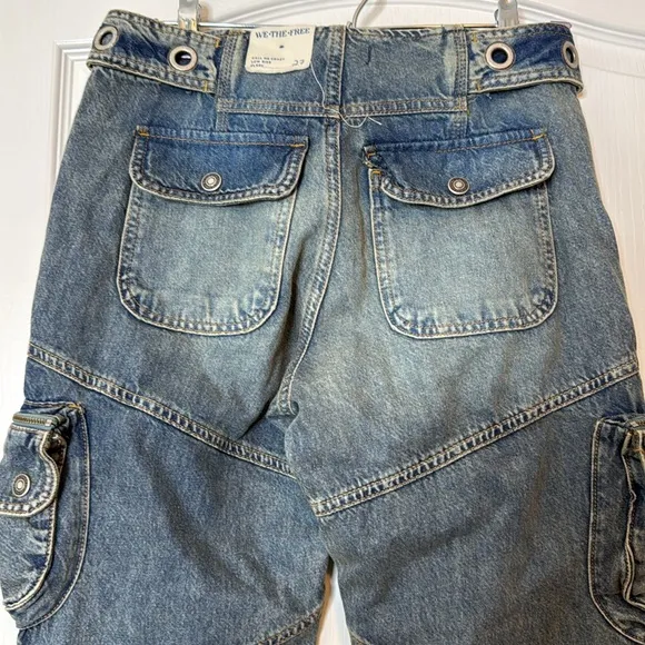 Free People Call Me Crazy Cargo Jeans Size 27
