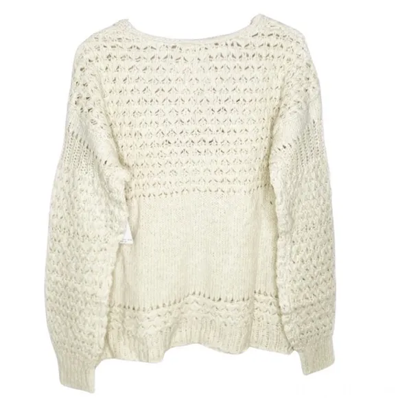 FREE PEOPLE Crashing Waves Pullover Cream Colored Sweater Size Small - NWT