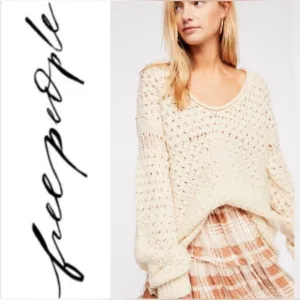 FREE PEOPLE Crashing Waves Pullover Cream Colored Sweater Size Small - NWT
