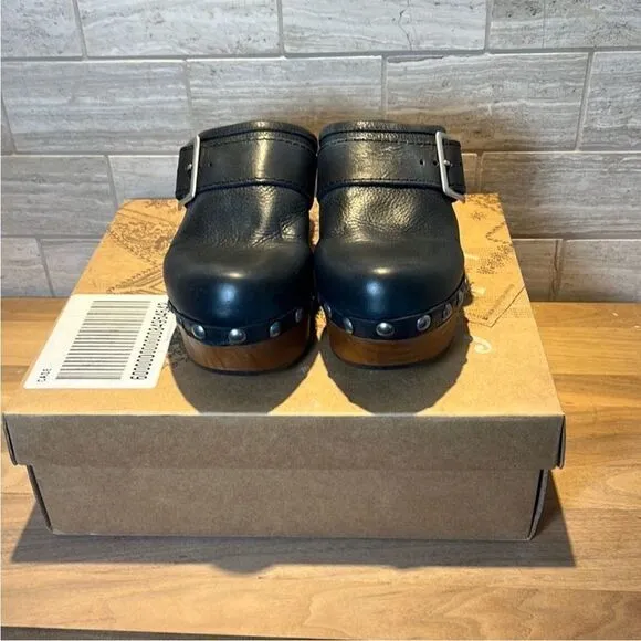 Free People Culver City Clog Black Leather Studs EU 36 US 6