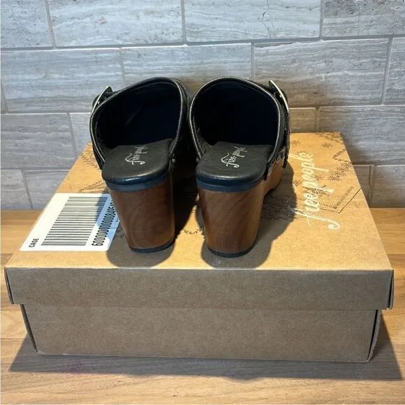 Free People Culver City Clog Black Leather Studs EU 36 US 6