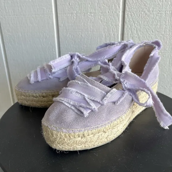 Free People Destino Espadrille Platform Shoes in Lavender Purple Size 39