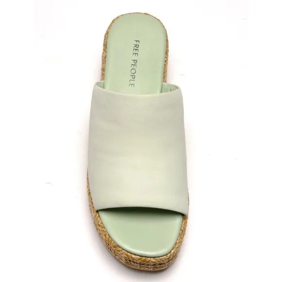 FREE PEOPLE Harbor Raffia Flatform Sandals / Light Sage