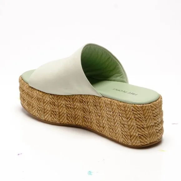FREE PEOPLE Harbor Raffia Flatform Sandals / Light Sage