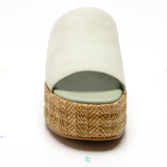 FREE PEOPLE Harbor Raffia Flatform Sandals / Light Sage