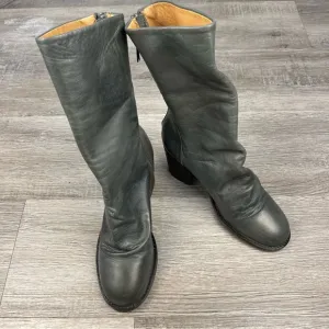 Free People Heeled Boots Slouchy Gray Leather Mid Calf Size 6.5 GUC