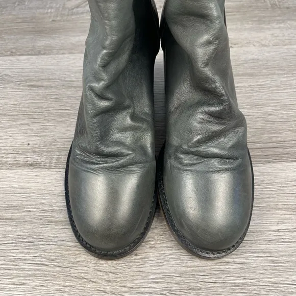 Free People Heeled Boots Slouchy Gray Leather Mid Calf Size 6.5 GUC