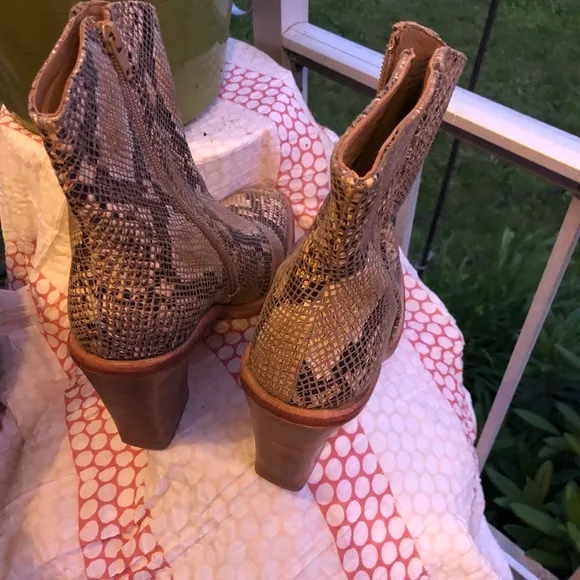 Free People In Tan Barclay Snake Print Ankle Boots