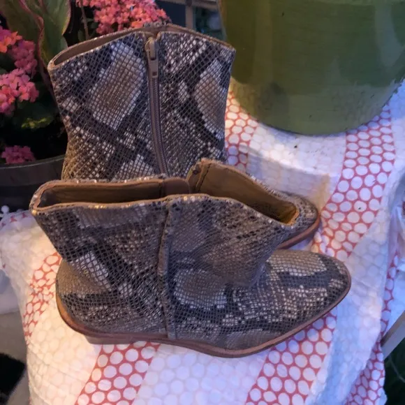 Free People In Tan Barclay Snake Print Ankle Boots