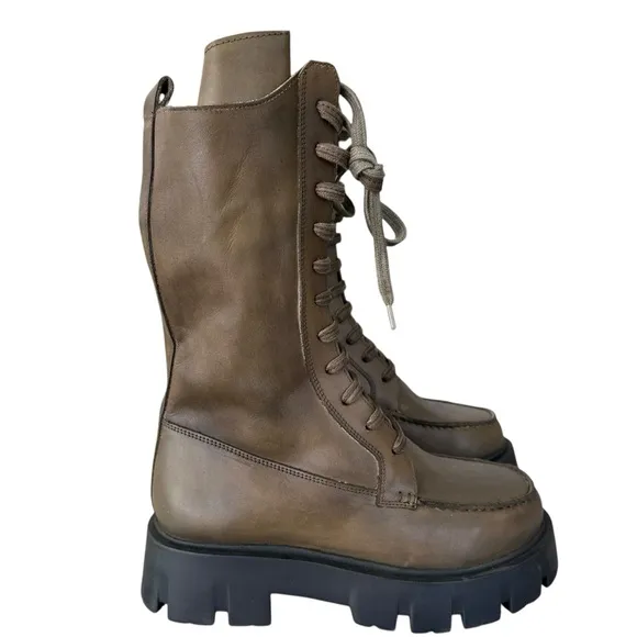 Free People Jones Lug Sole Lace Up Boots Green Size 9 NWOT