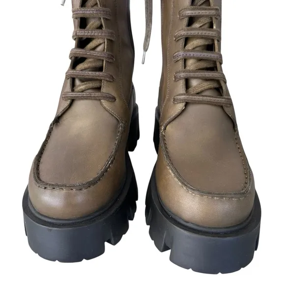 Free People Jones Lug Sole Lace Up Boots Green Size 9 NWOT