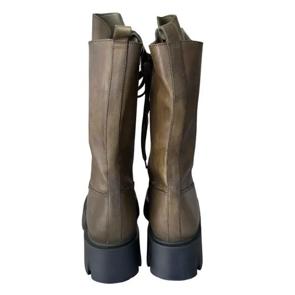 Free People Jones Lug Sole Lace Up Boots Green Size 9 NWOT