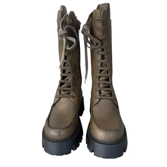 Free People Jones Lug Sole Lace Up Boots Green Size 9 NWOT