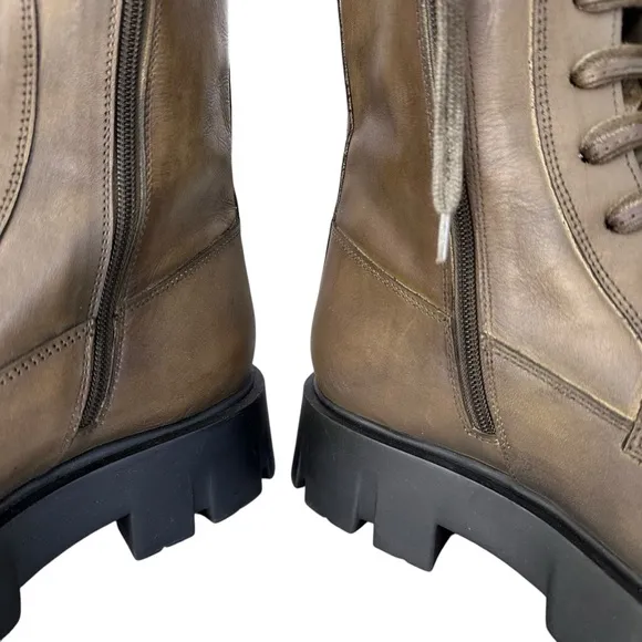 Free People Jones Lug Sole Lace Up Boots Green Size 9 NWOT