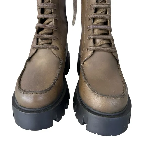 Free People Jones Lug Sole Lace Up Boots Green Size 9 NWOT