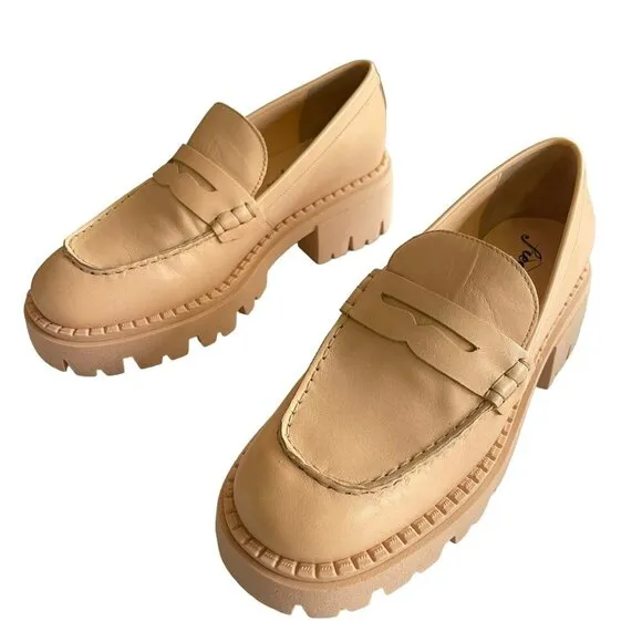 Free People Lyra Lug Loafer Chunky Shoes Cantaloupe Sz 38.5 8.5 NEW