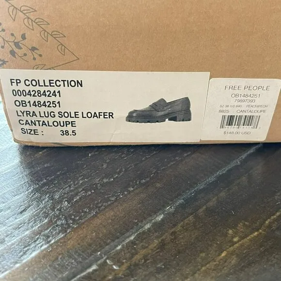 Free People Lyra Lug Loafer Chunky Shoes Cantaloupe Sz 38.5 8.5 NEW