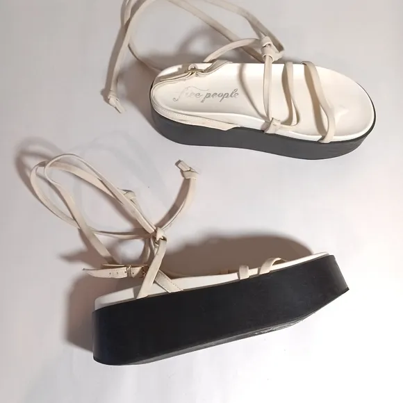 Free People Midnight Mood Gel Flatform Sandals Size 38 Ivory