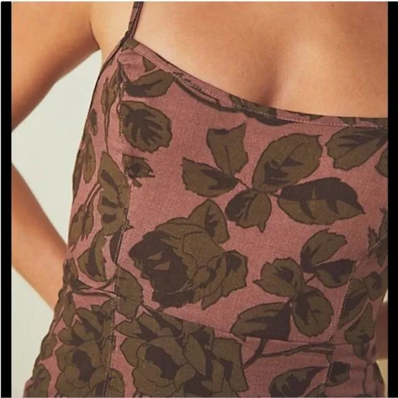 Free People NWT Bring it Back Floral Printed Mini Dress Mauve Combo Size XS