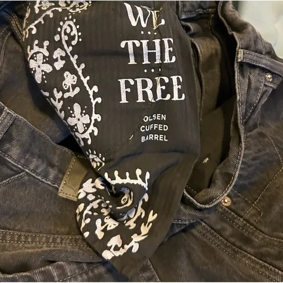 Free People Olsen Cuffed Crop Barrel Jeans We The Free Taper Barrel Black 31