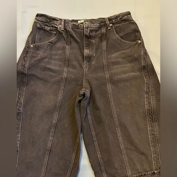 Free People Olsen Cuffed Crop Barrel Jeans We The Free Taper Barrel Black 31