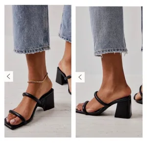 FREE PEOPLE Parker Black Double Strap Pillow Heels Block Heel Size 8.5 NEW