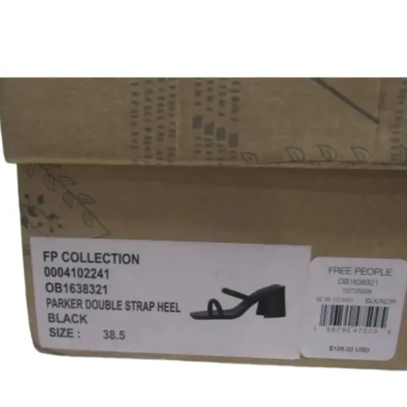 FREE PEOPLE Parker Black Double Strap Pillow Heels Block Heel Size 8.5 NEW