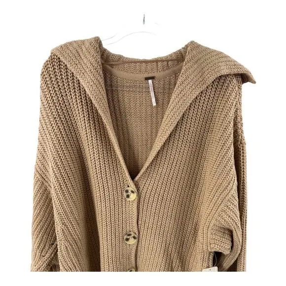 Free People Swim Deep Chunky Knit Oversized Cardigan Slouchy Sz S NEW