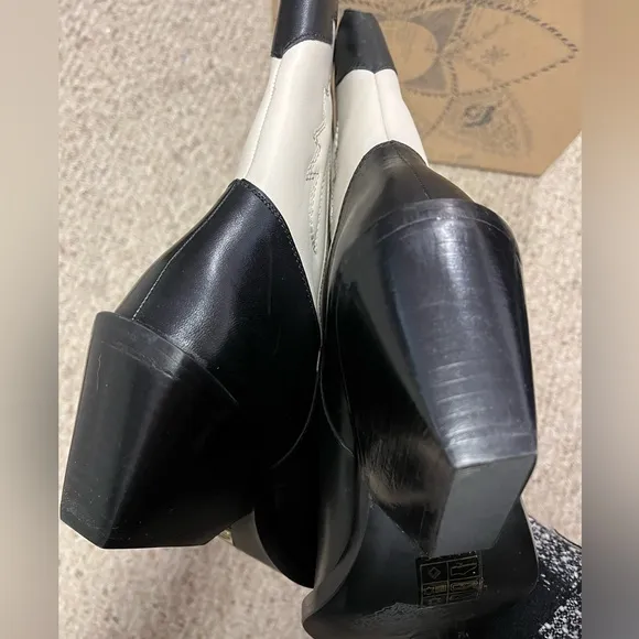 Free People Twin Flames Western Boots Black / Ivory Size 6.5 NIB