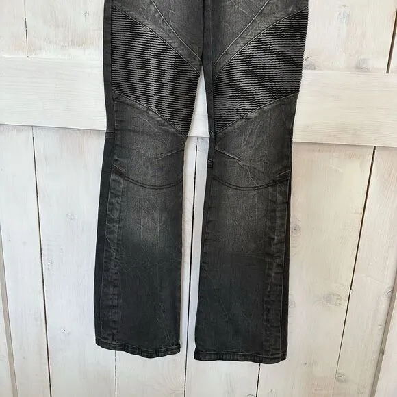Free People We The Free Vector Moto Flare Jeans Distressed Black Size‎ 25 NWT