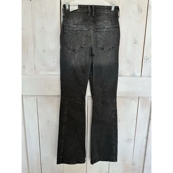 Free People We The Free Vector Moto Flare Jeans Distressed Black Size‎ 25 NWT