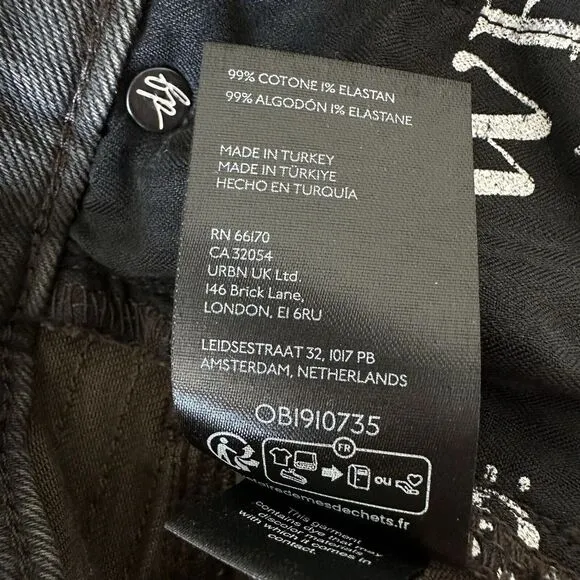 Free People We The Free Vector Moto Flare Jeans Distressed Black Size‎ 25 NWT