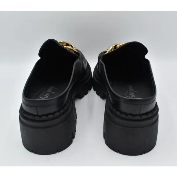 Free People Women Size EU 37.5 US 7.5 Lyra Link Black Leather Slip On Mule Shoes
