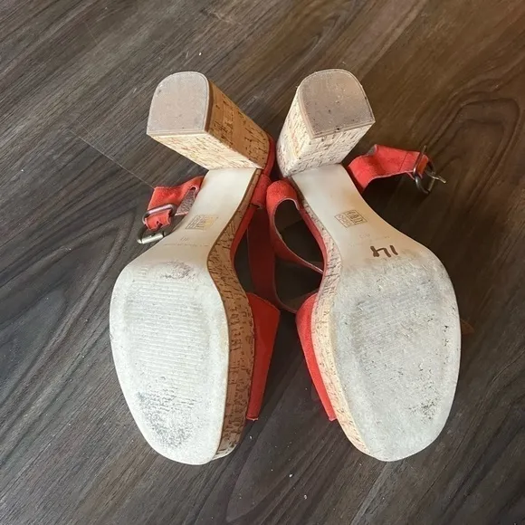Free People Womens Cork Platform Sandals Shoes Red