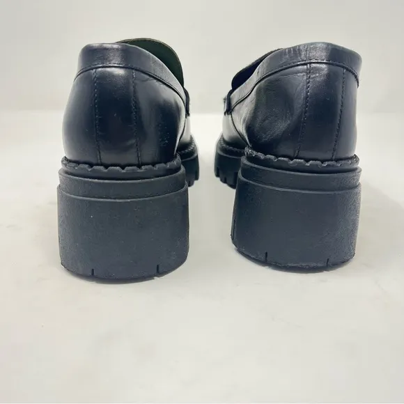 Free People Women's Lyra Lug Sole Leather Penny Loafers in Black EU38 /US 7.5