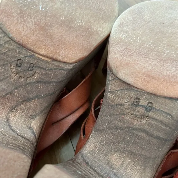 Free People | Women’s rust Emmy suede leather criss cross bridge strap clogs, 7