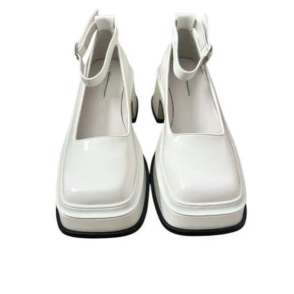 Free People X Jeffrey Campbell Empath White Patent Leather Mary Jane Shoes 8