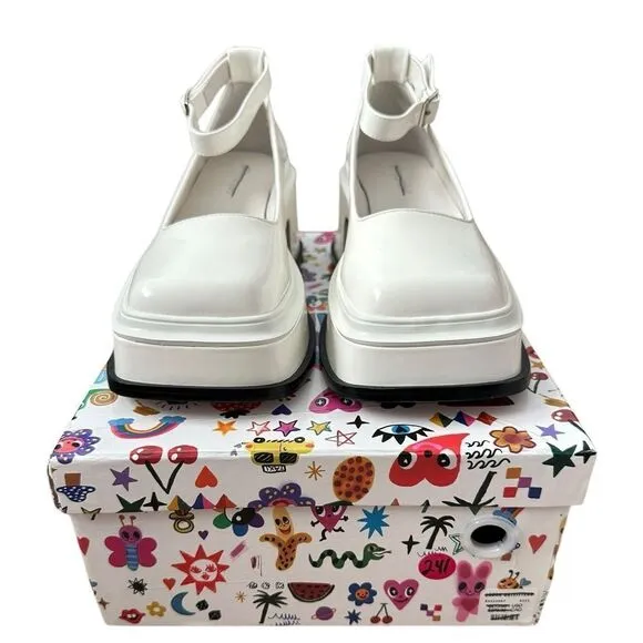 Free People X Jeffrey Campbell Empath White Patent Leather Mary Jane Shoes 8