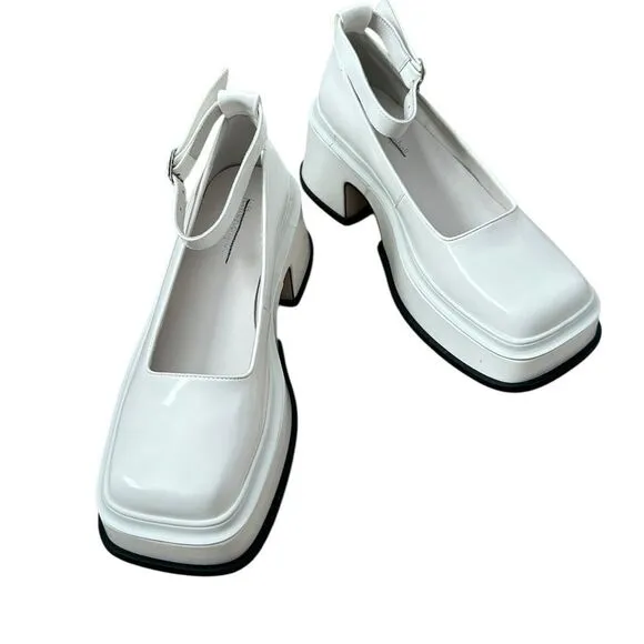 Free People X Jeffrey Campbell Empath White Patent Leather Mary Jane Shoes 8