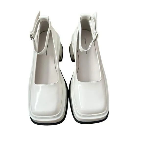 Free People X Jeffrey Campbell Empath White Patent Leather Mary Jane Shoes 8