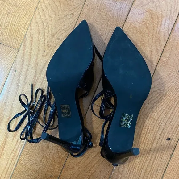 Free People X Jeffrey Campbell Patent Sitletto Lace Up Pump Heel