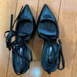 Free People X Jeffrey Campbell Patent Sitletto Lace Up Pump Heel