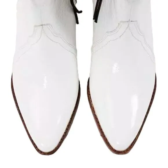 Free People New Frontier White Patent Leather Western Booties OB888602 Size 6