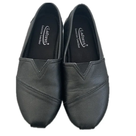 Froggee Womens Leather Nonslip Server Waitress Nurse Slip On Flat