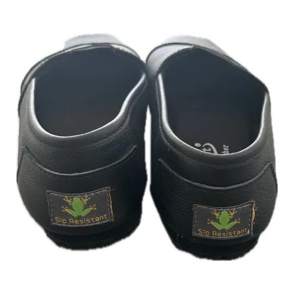 Froggee Womens Leather Nonslip Server Waitress Nurse Slip On Flat