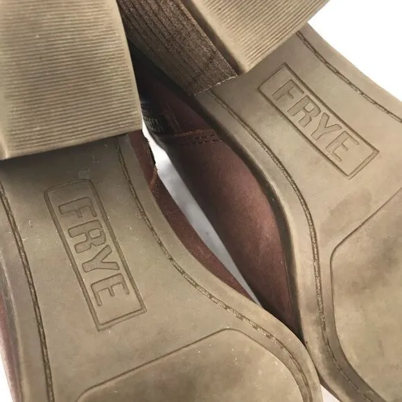 Frye JUDITH Brown Leather Double Zip Heeled Ankle Boots in Wheat