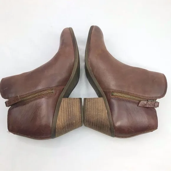 Frye JUDITH Brown Leather Double Zip Heeled Ankle Boots in Wheat