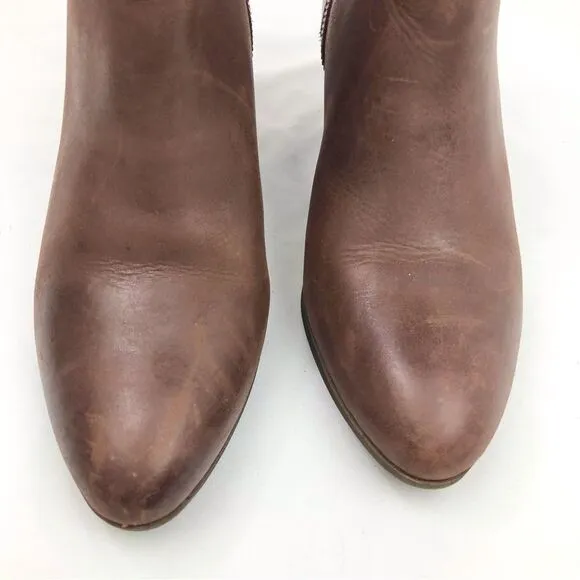 Frye JUDITH Brown Leather Double Zip Heeled Ankle Boots in Wheat