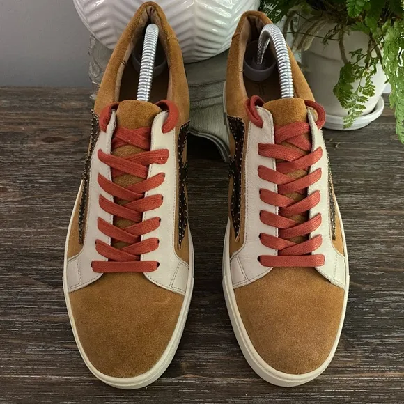 Frye Men’s Ivy Logo Patch Low Sneakers Leather Suede Shoes Brown Tan Size 10 M
